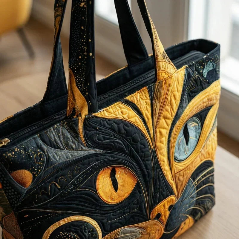 The Mysterious Cat Quilted Tote Bag