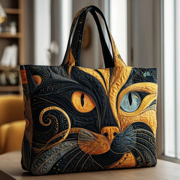 The Mysterious Cat Quilted Tote Bag