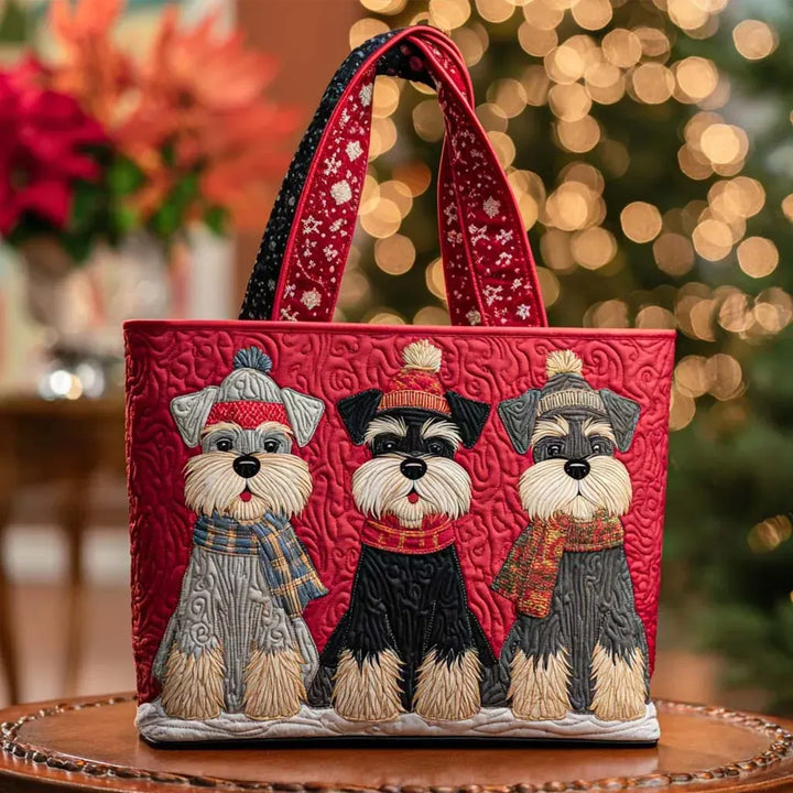 Three Puppies Quilted Tote Bag