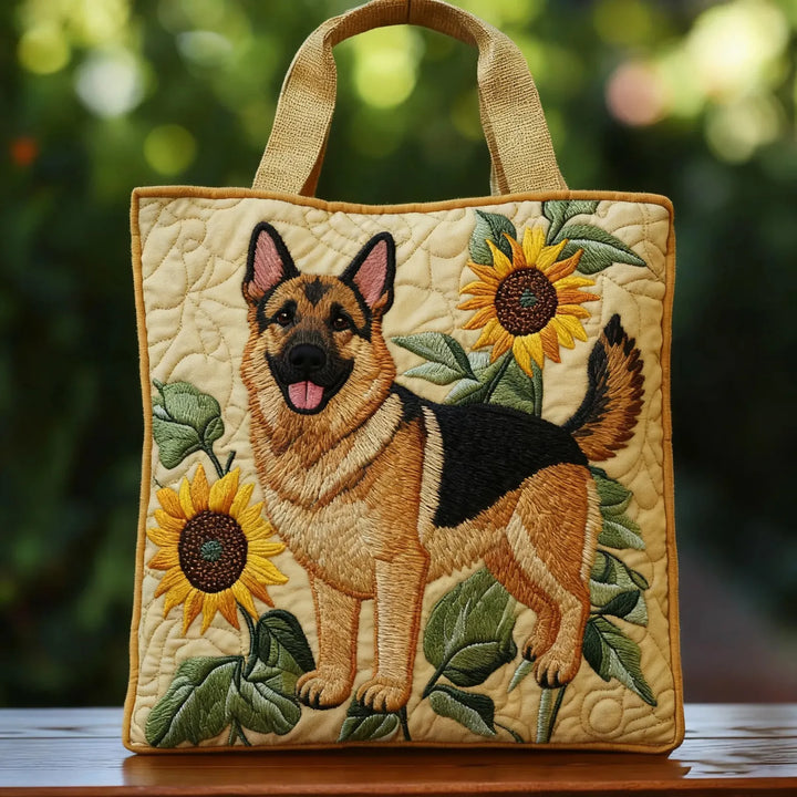 German Shepherd Quilted Tote Bag