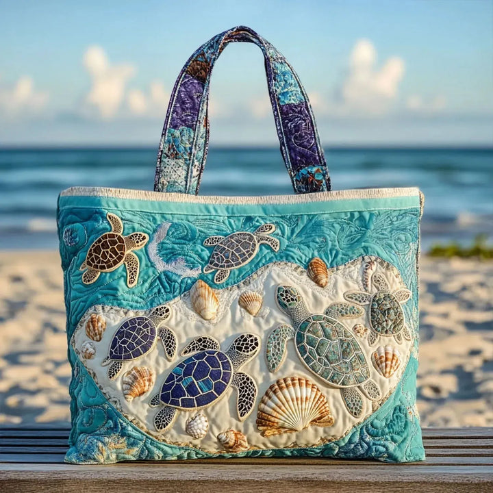 The Turtle's Embrace Quilted Tote Bag