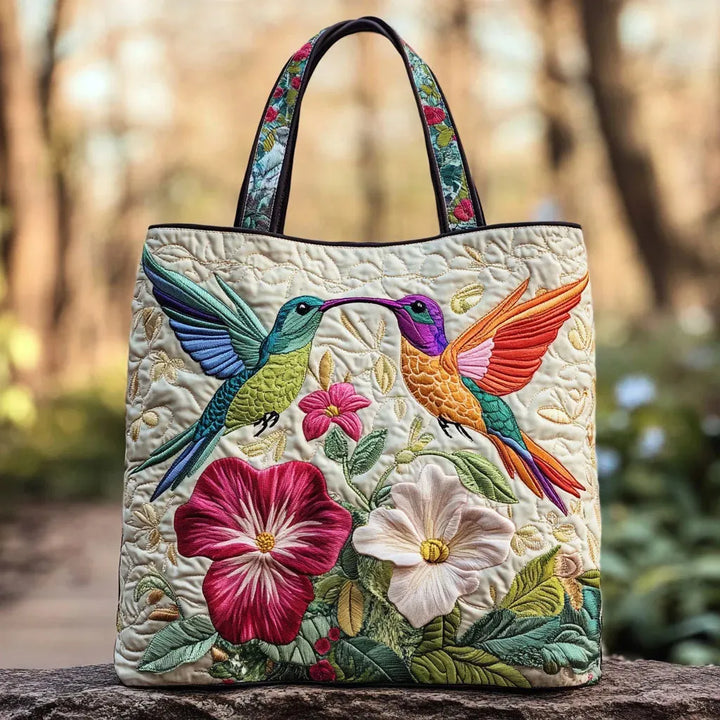 Hummingbird Joy Quilted Tote Bag