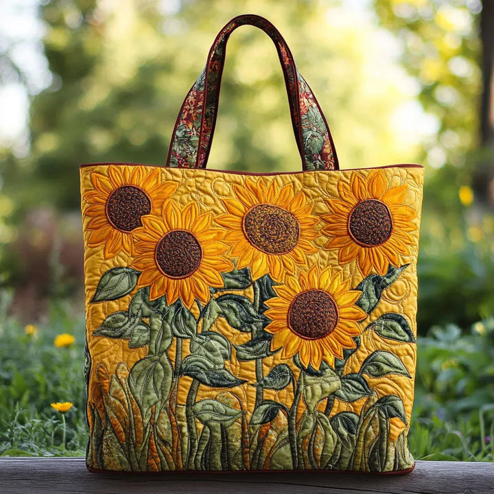 Sunflower Glow Quilted Tote Bag