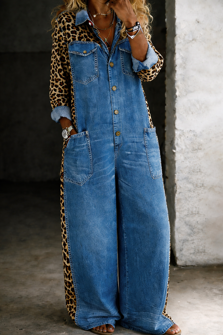 Amanda | One Piece Denim Shirt Jumpsuit