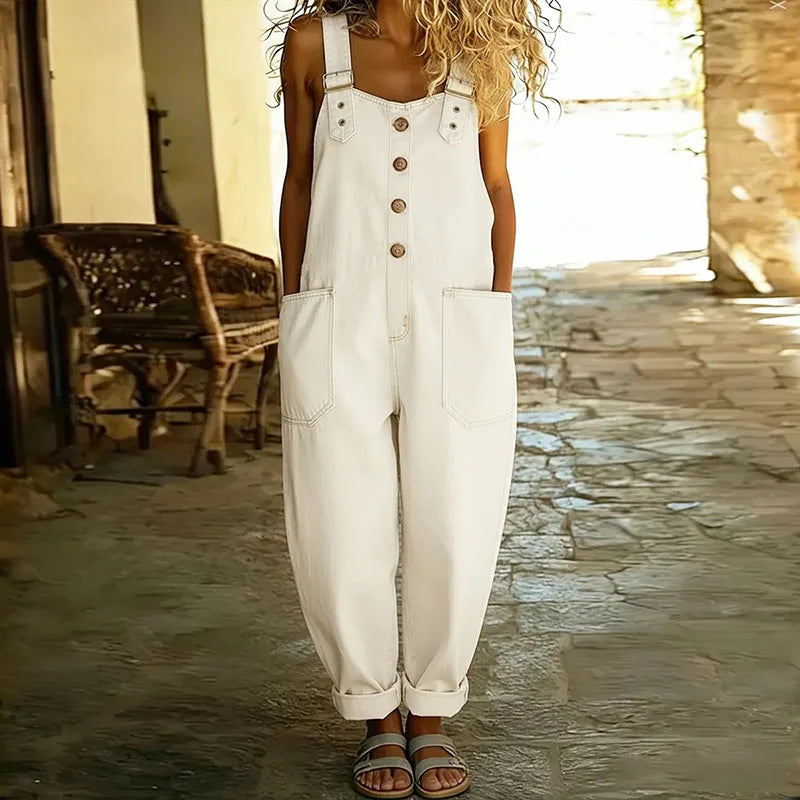 Mara | Vintage Cotton Denim-Look Overalls