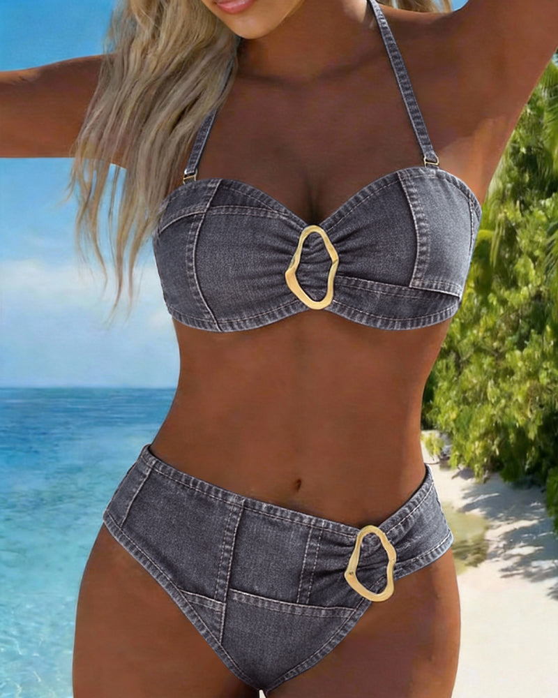 Patricia™ | Metal Buckle Suspender Bikini Two-Piece