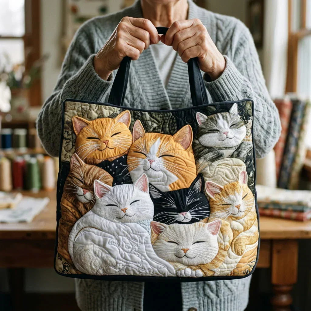 Cat's Dream Quilted Tote Bag