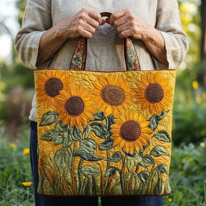 Sunflower Glow Quilted Tote Bag