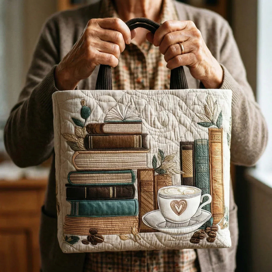 Coffee Chapter Quilted Tote Bag