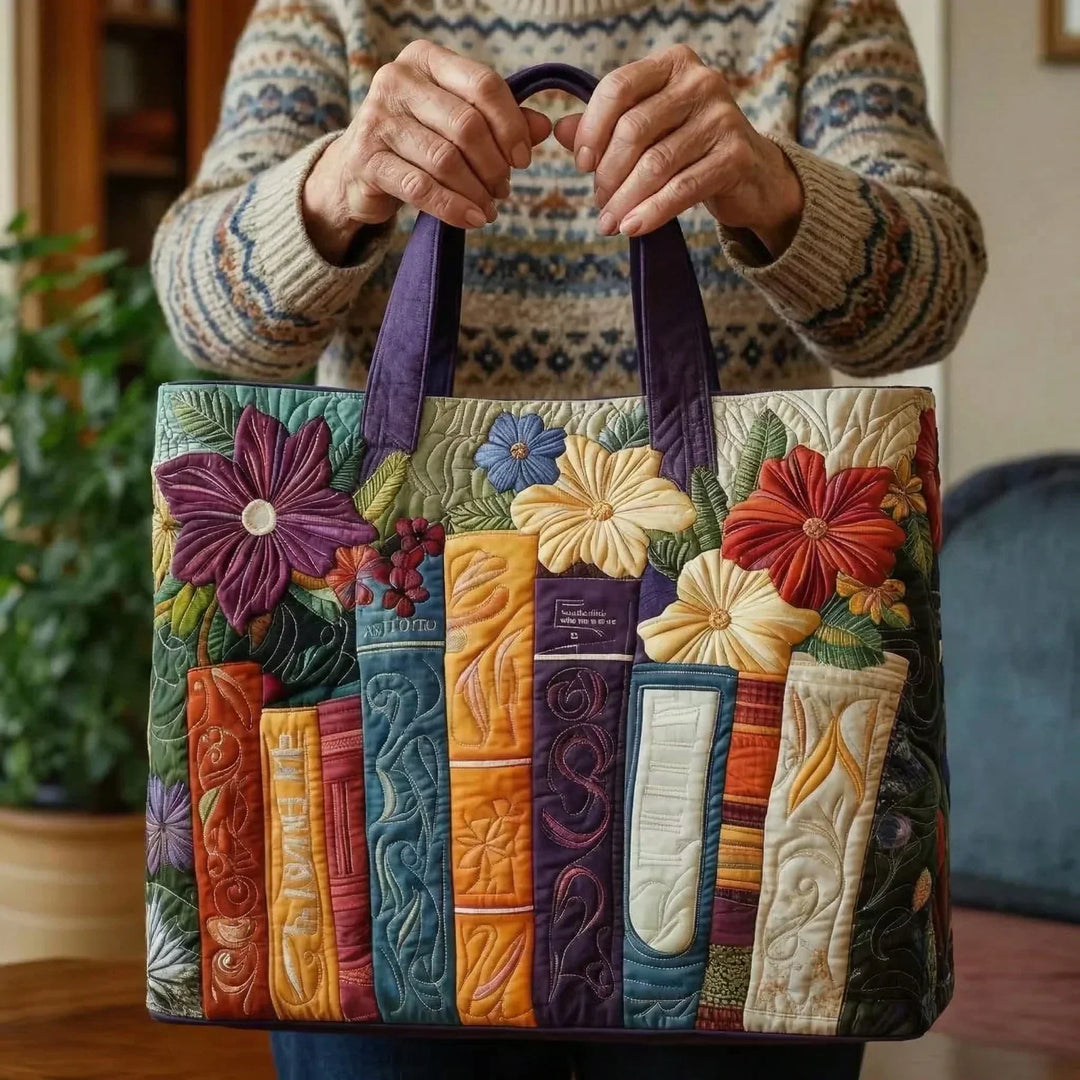 For Book Lovers Quilted Tote Bag