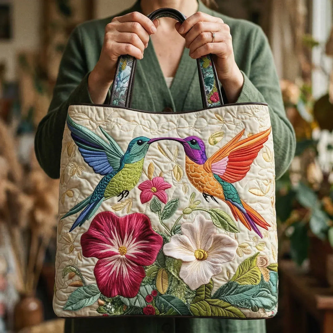 Hummingbird Joy Quilted Tote Bag