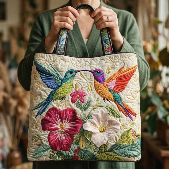 Hummingbird Joy Quilted Tote Bag