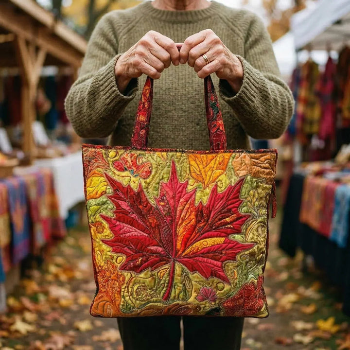 Maple Sunset Quilted Tote Bag