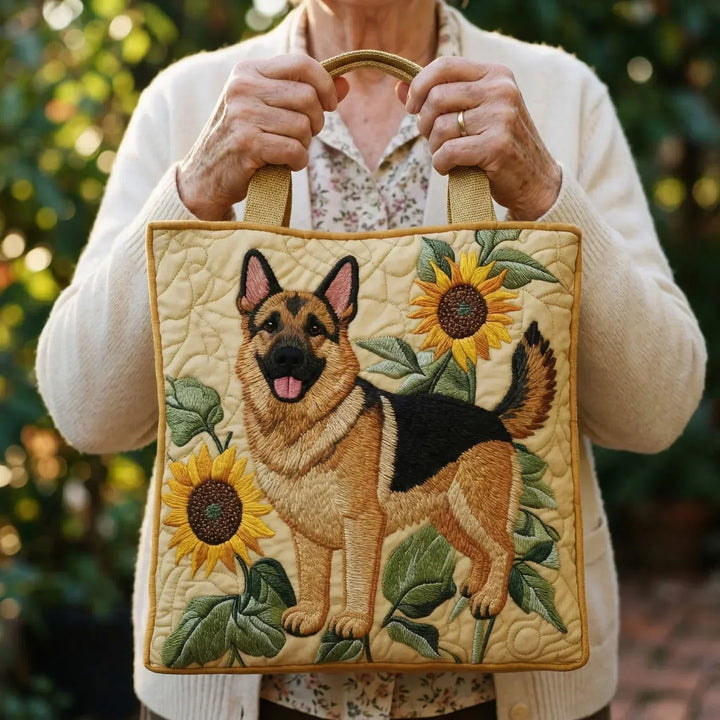 German Shepherd Quilted Tote Bag
