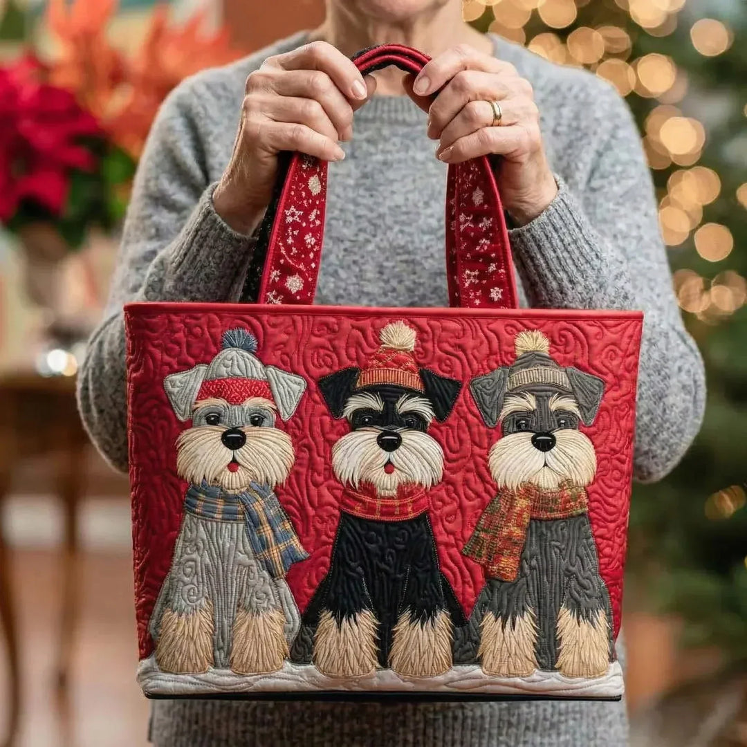 Three Puppies Quilted Tote Bag