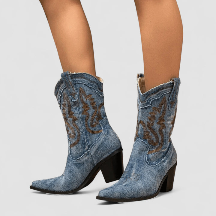 Selena – Denim Ankle Boots