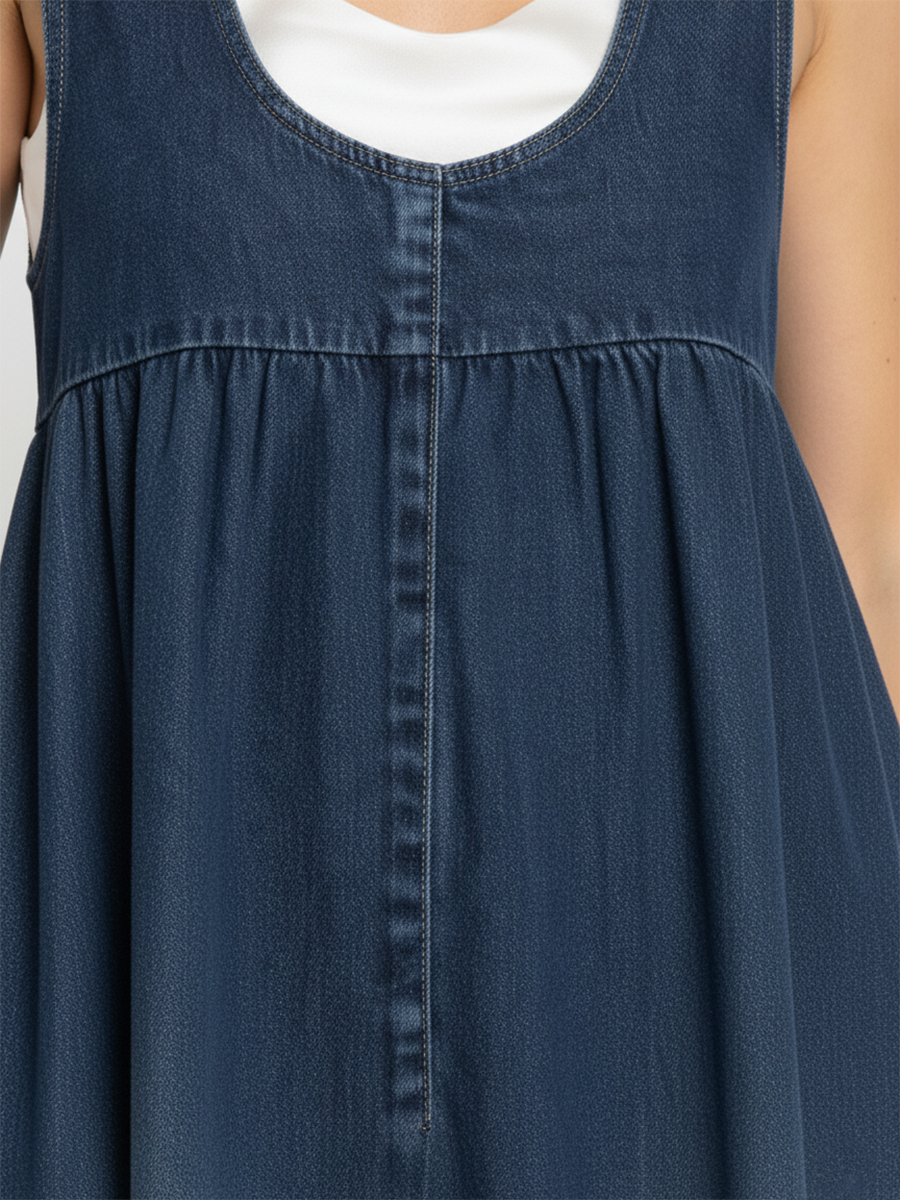 Miranda | Vintage Soft Cotton Feel Denim Maxi Dress