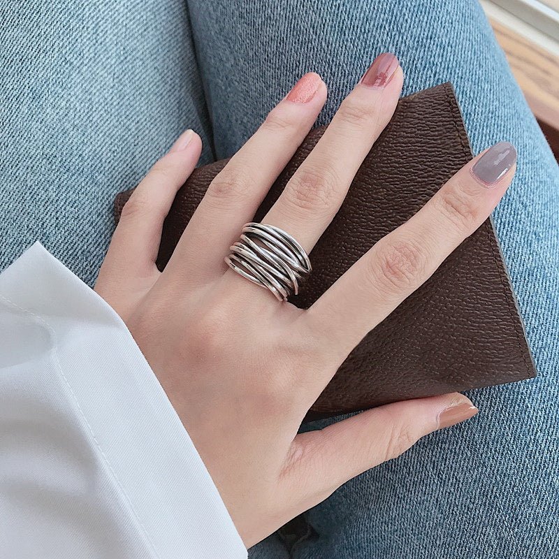 Sylvian | Silver-colored Adjustable Layered Ring