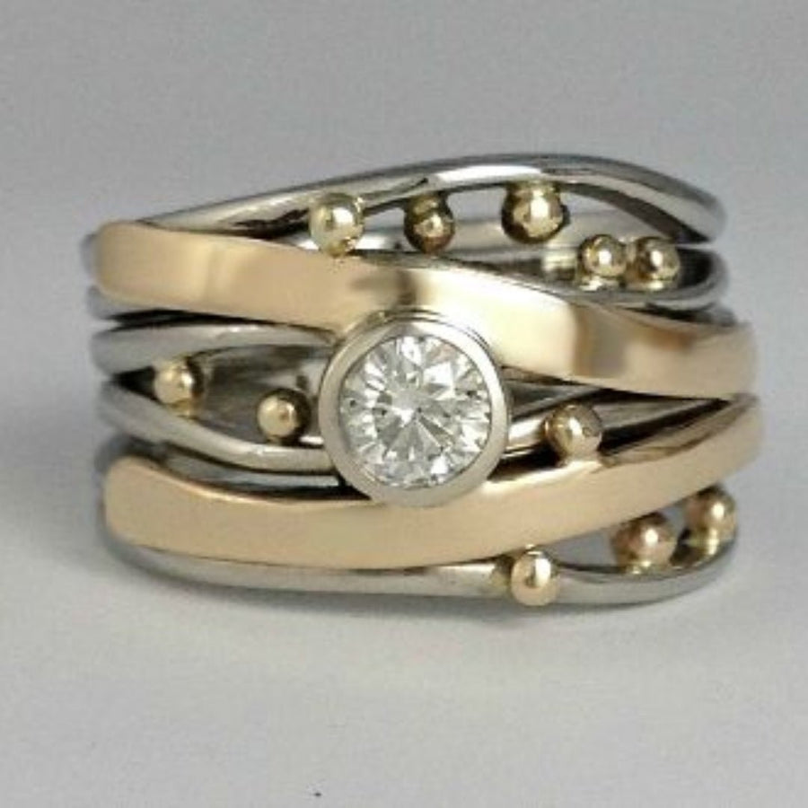 Ornara | Vintage Gold Intarsia Zirconia Ring