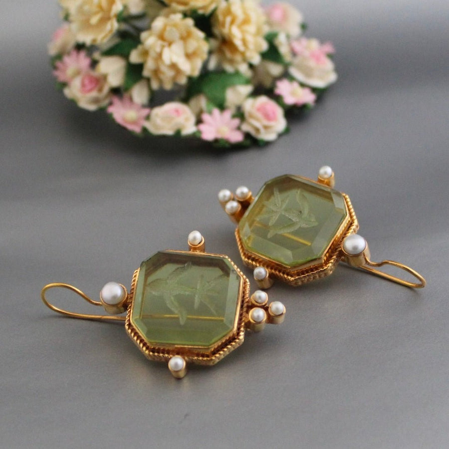 Vivara | Vintage Green & Pearl Earrings