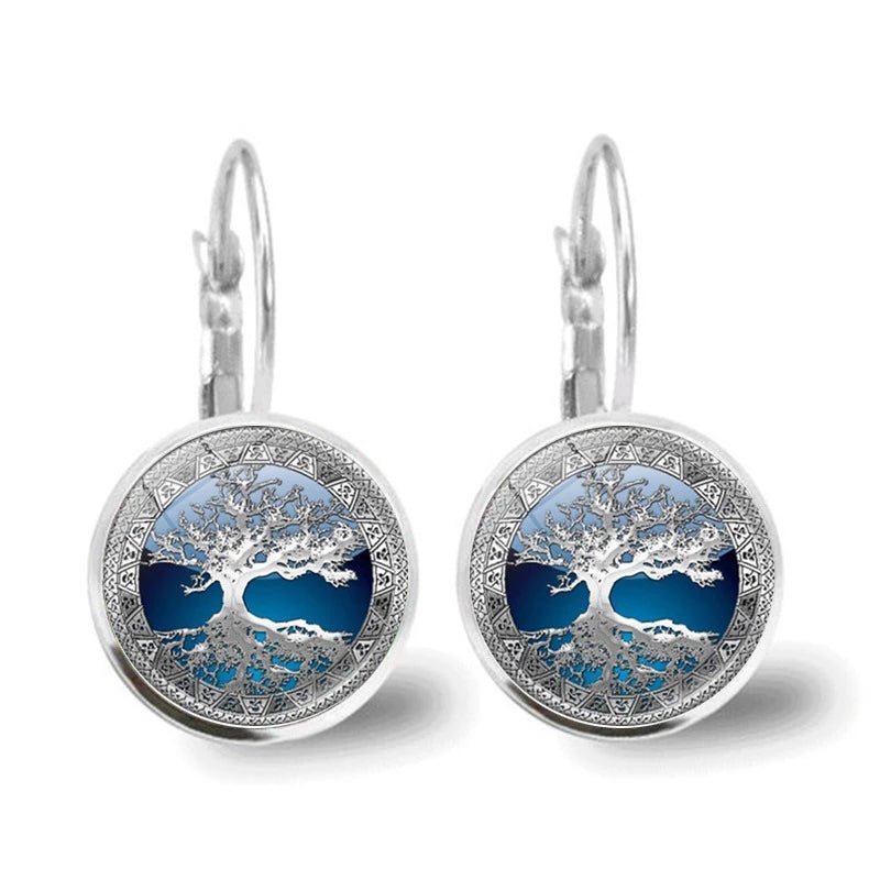 Sylvara | Silver-colored Tree of Life Hoop Earrings