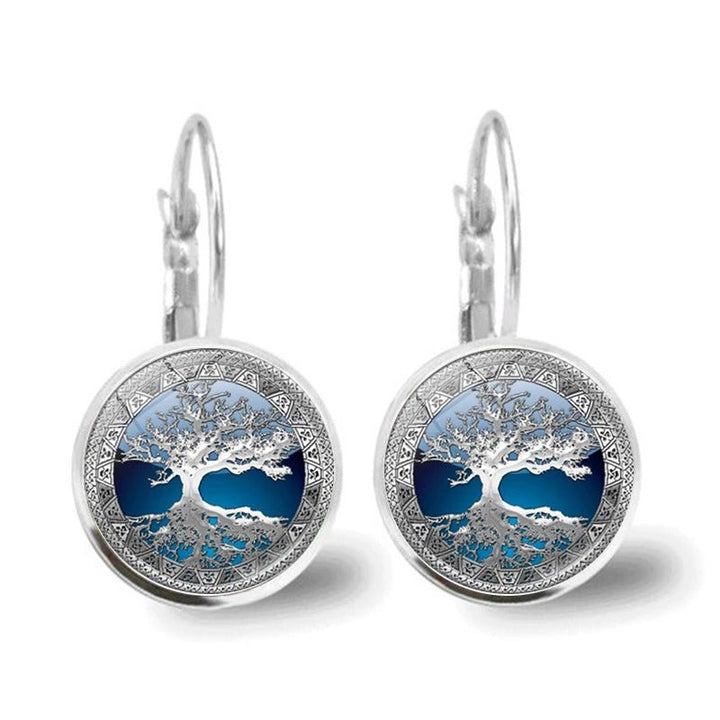 Sylvara | Silver-colored Tree of Life Hoop Earrings