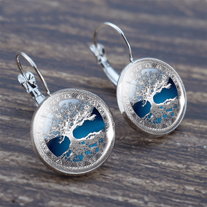 Sylvara | Silver-colored Tree of Life Hoop Earrings